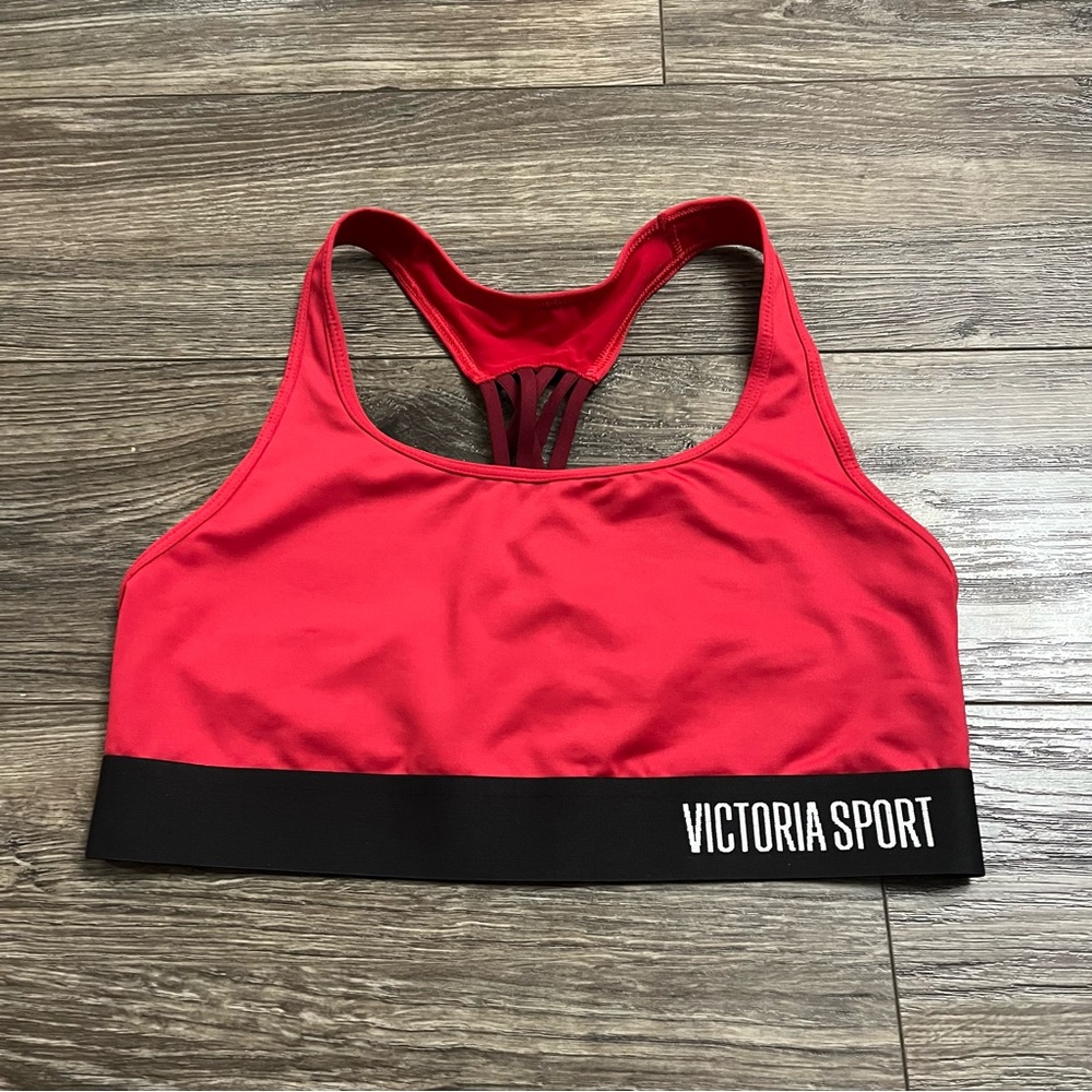 Victoria’s Secret Sport Racerback Strappy Logo Sports Bra (Red/Black) M - Picture 7 of 7